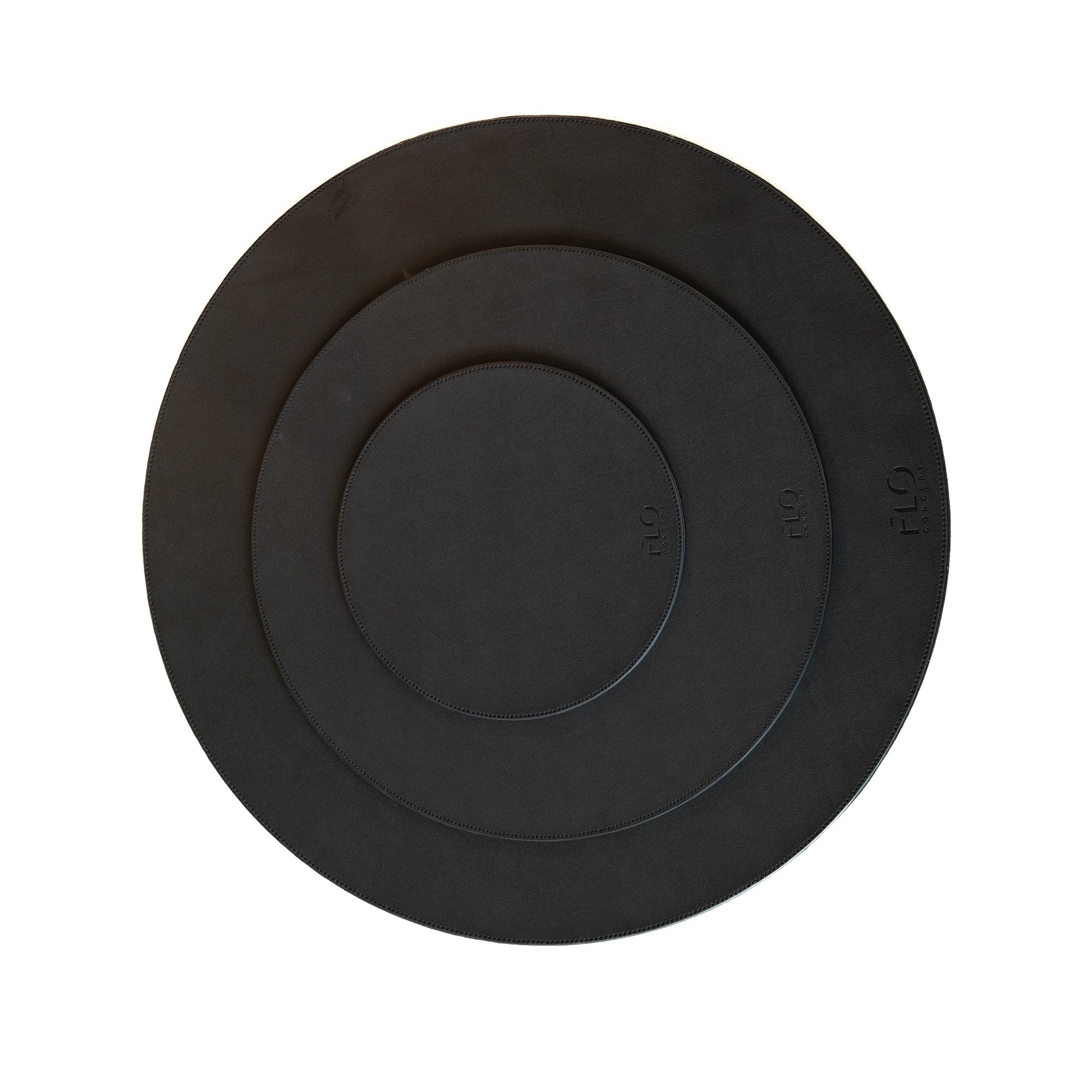 Black Round Leather Slab Tray
