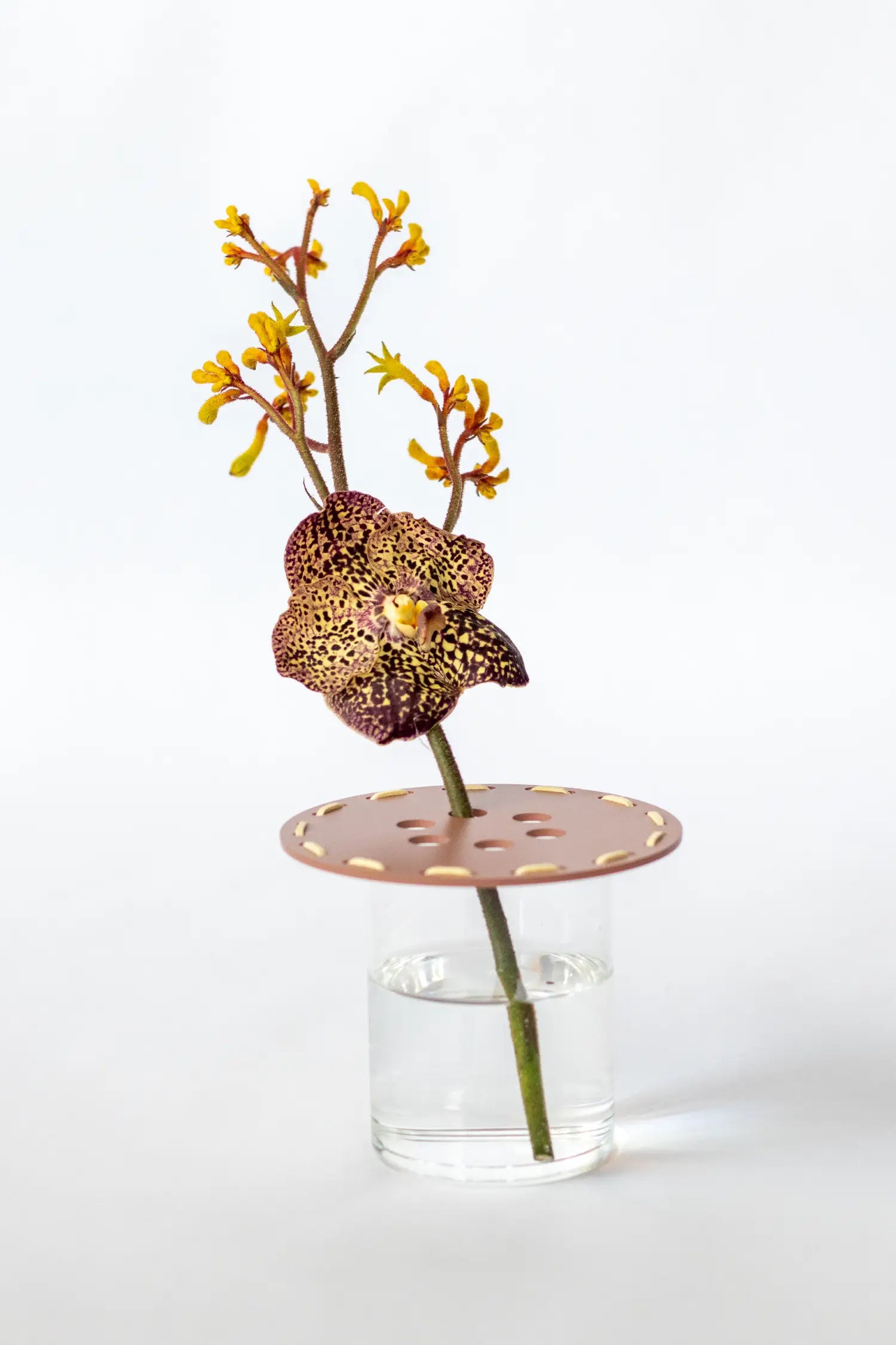 Stictched Tray w/ Vases & Vanda