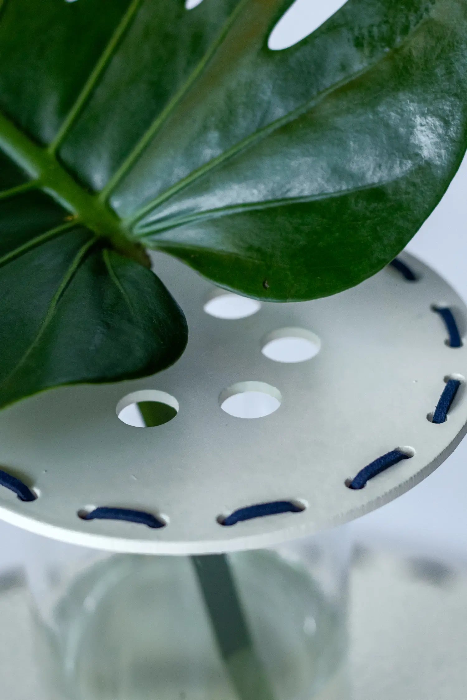 Sticthed Tray w/ Vases & Leaves