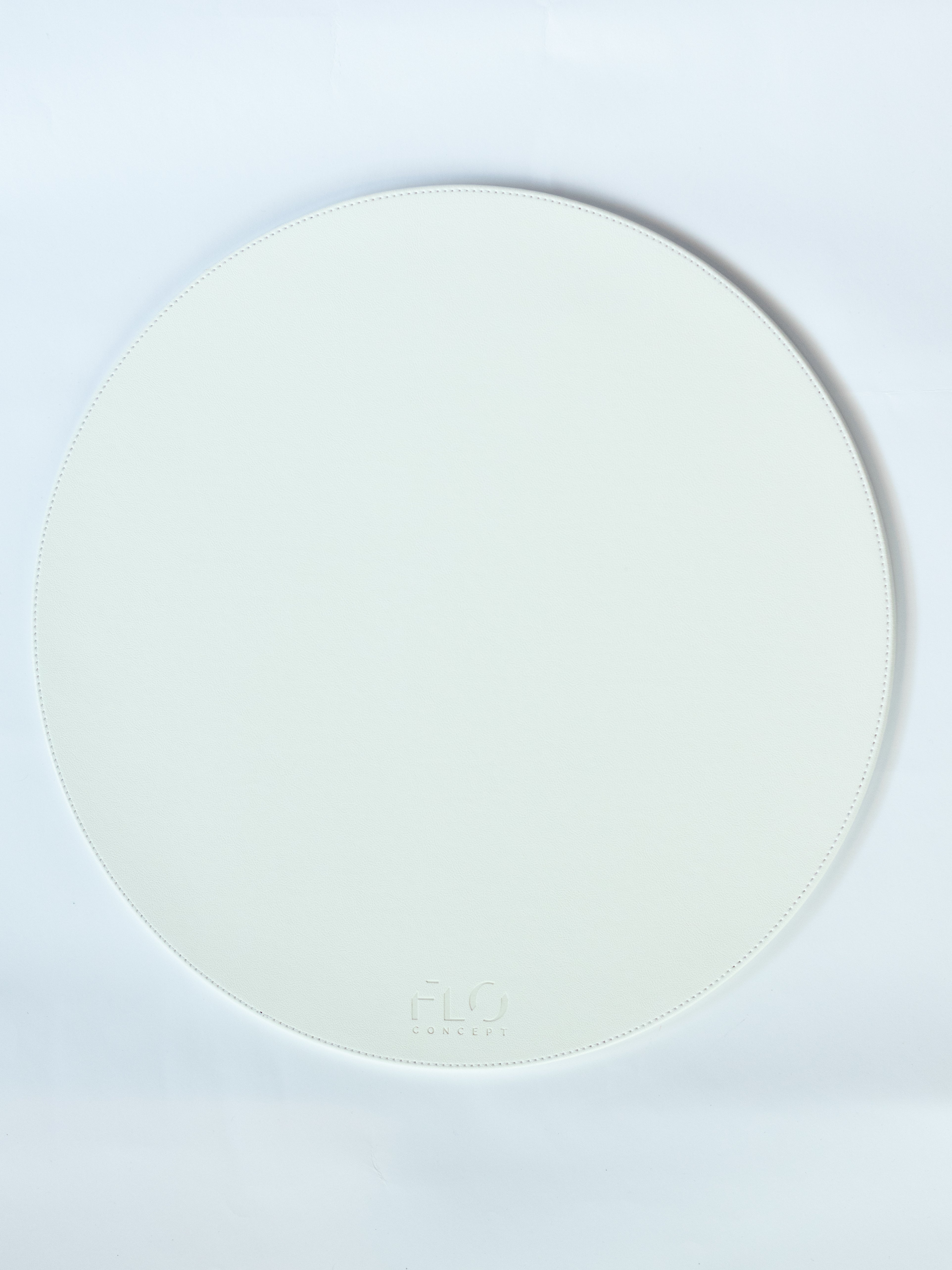 White Round Leather Slab Tray