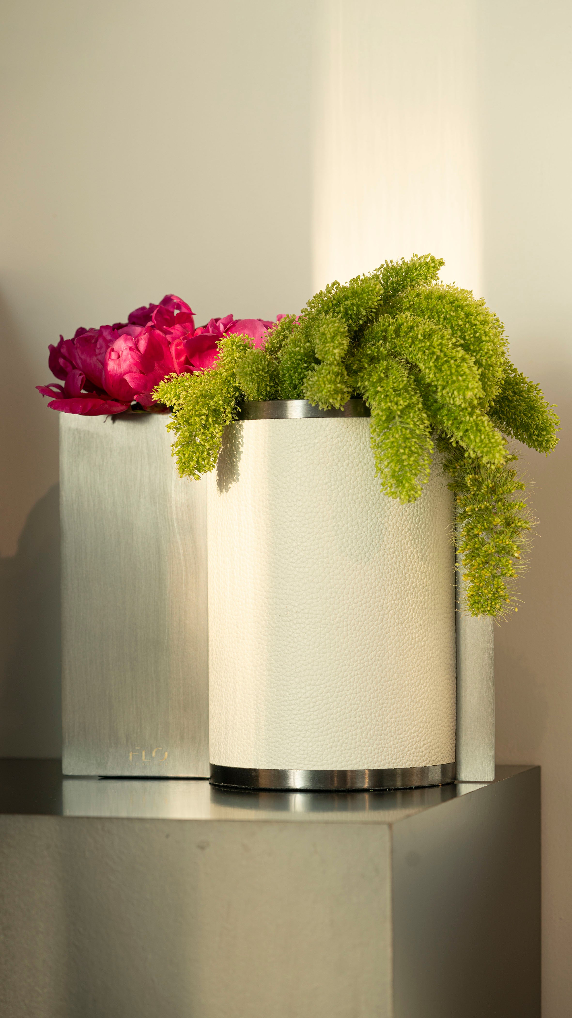 Dual Vases Large w/ Peonies & Setaria Flowers