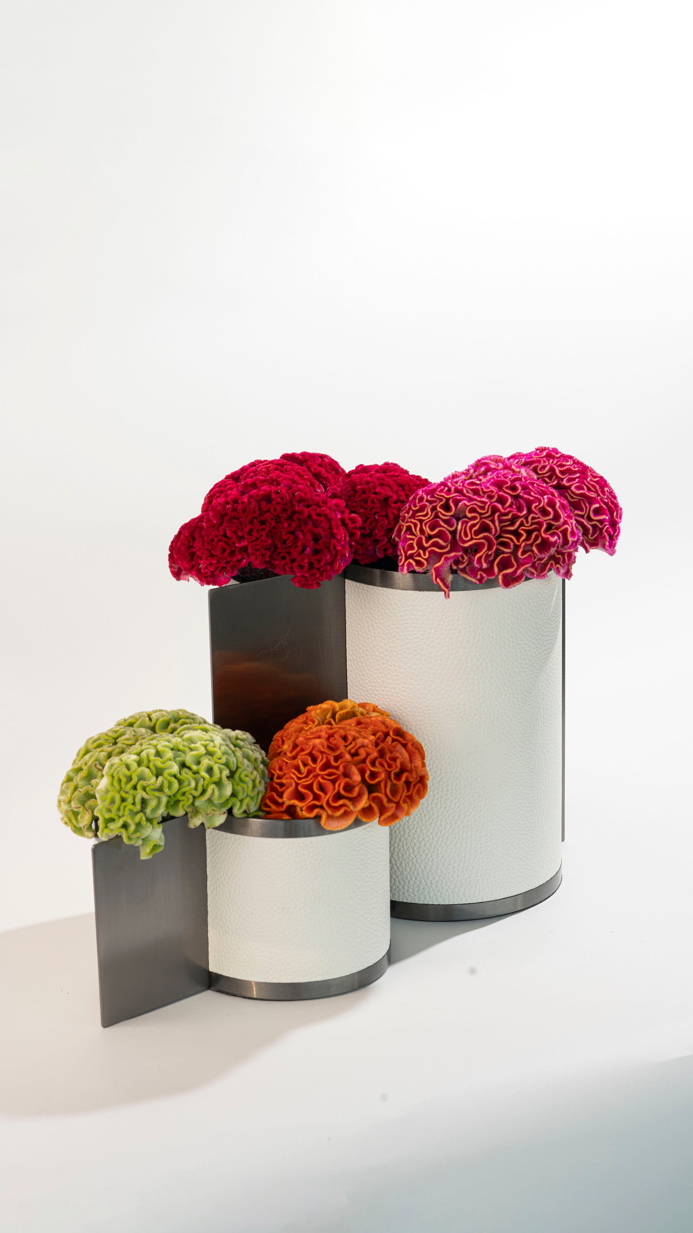 Dual Vases Small w/ Celosia Flowers