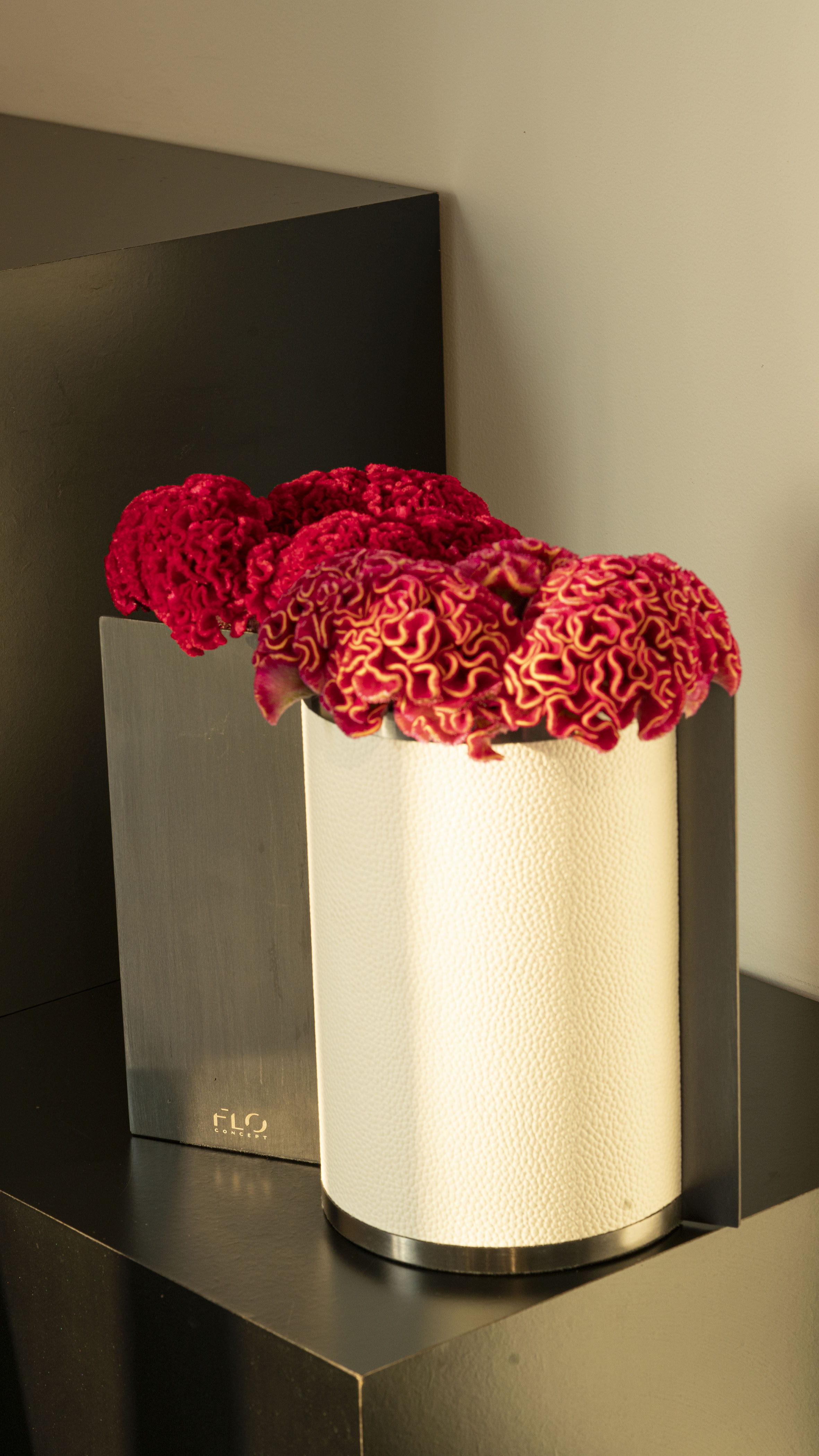 Dual Vases Large & Small w/ Celosia Flowers