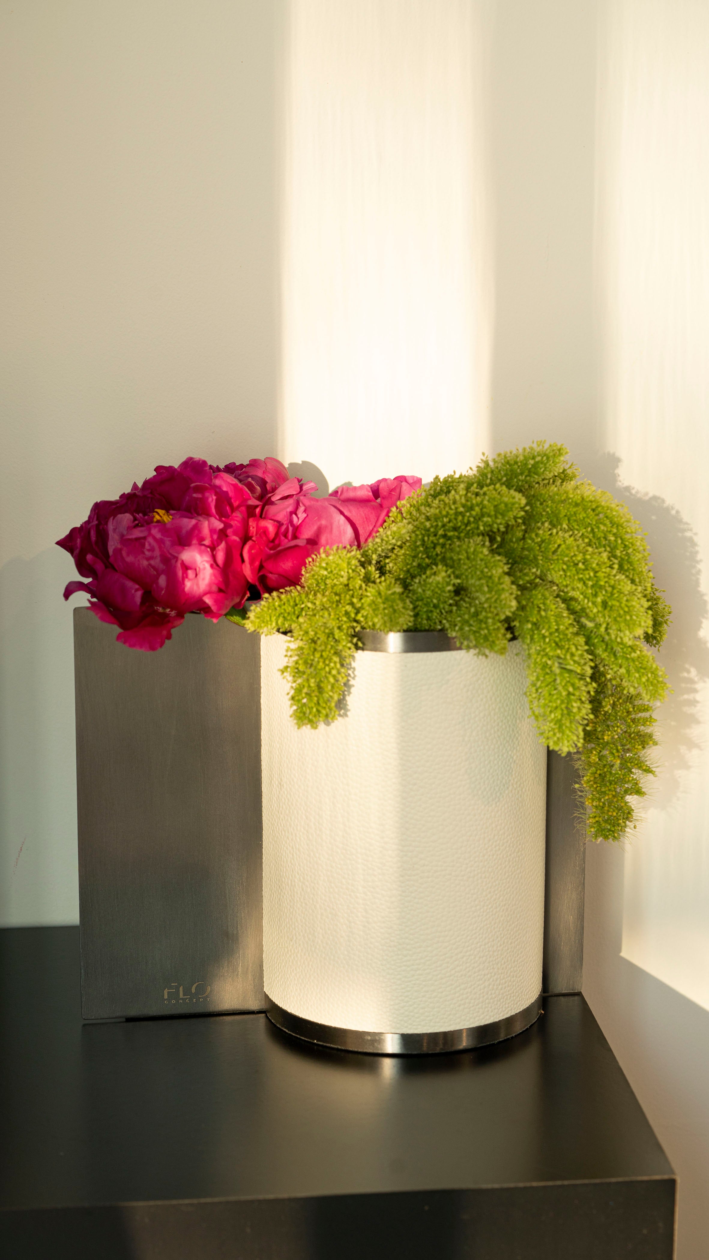 Dual Vases Large w/ Peonies & Setaria Flowers