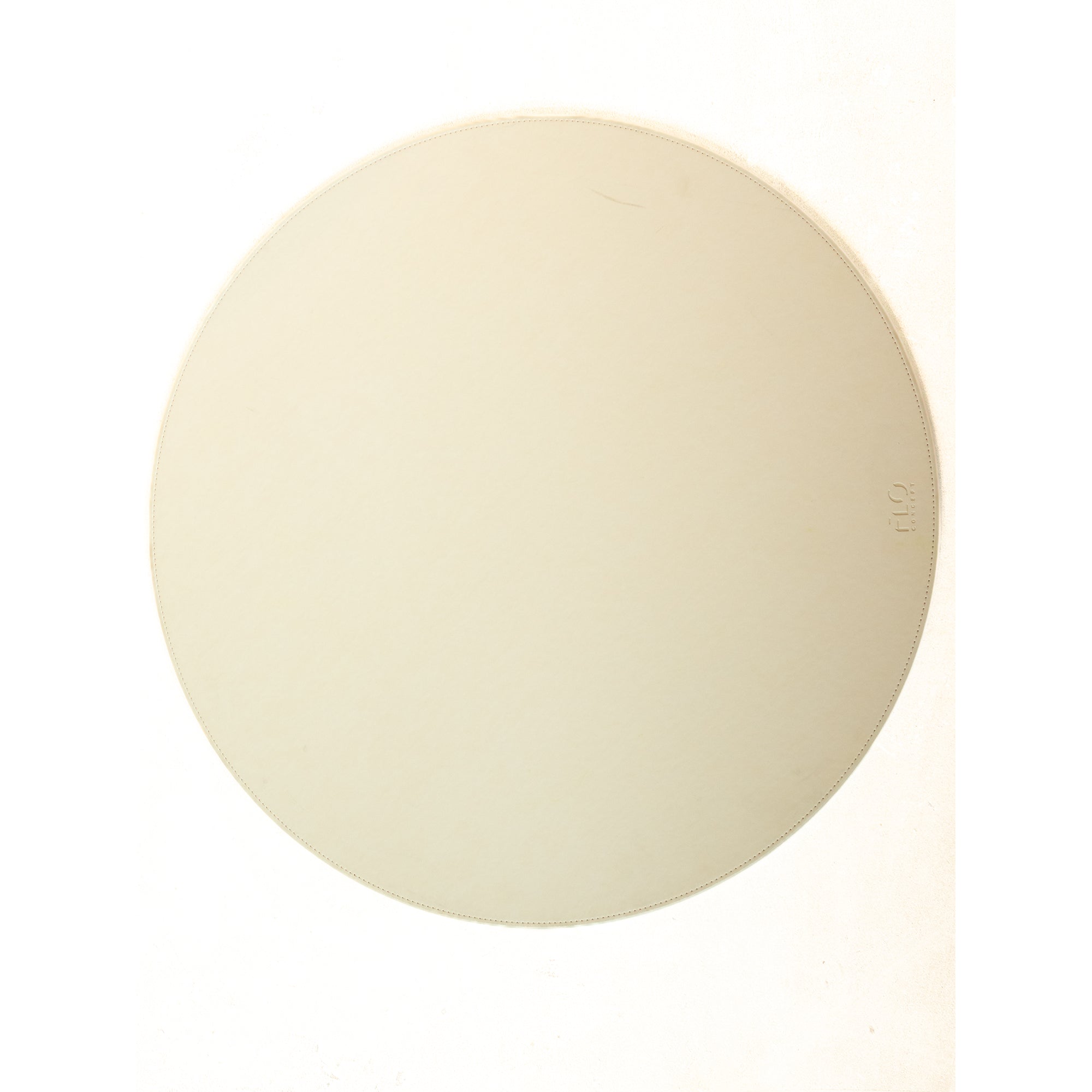 Beige Round Leather Slab Tray