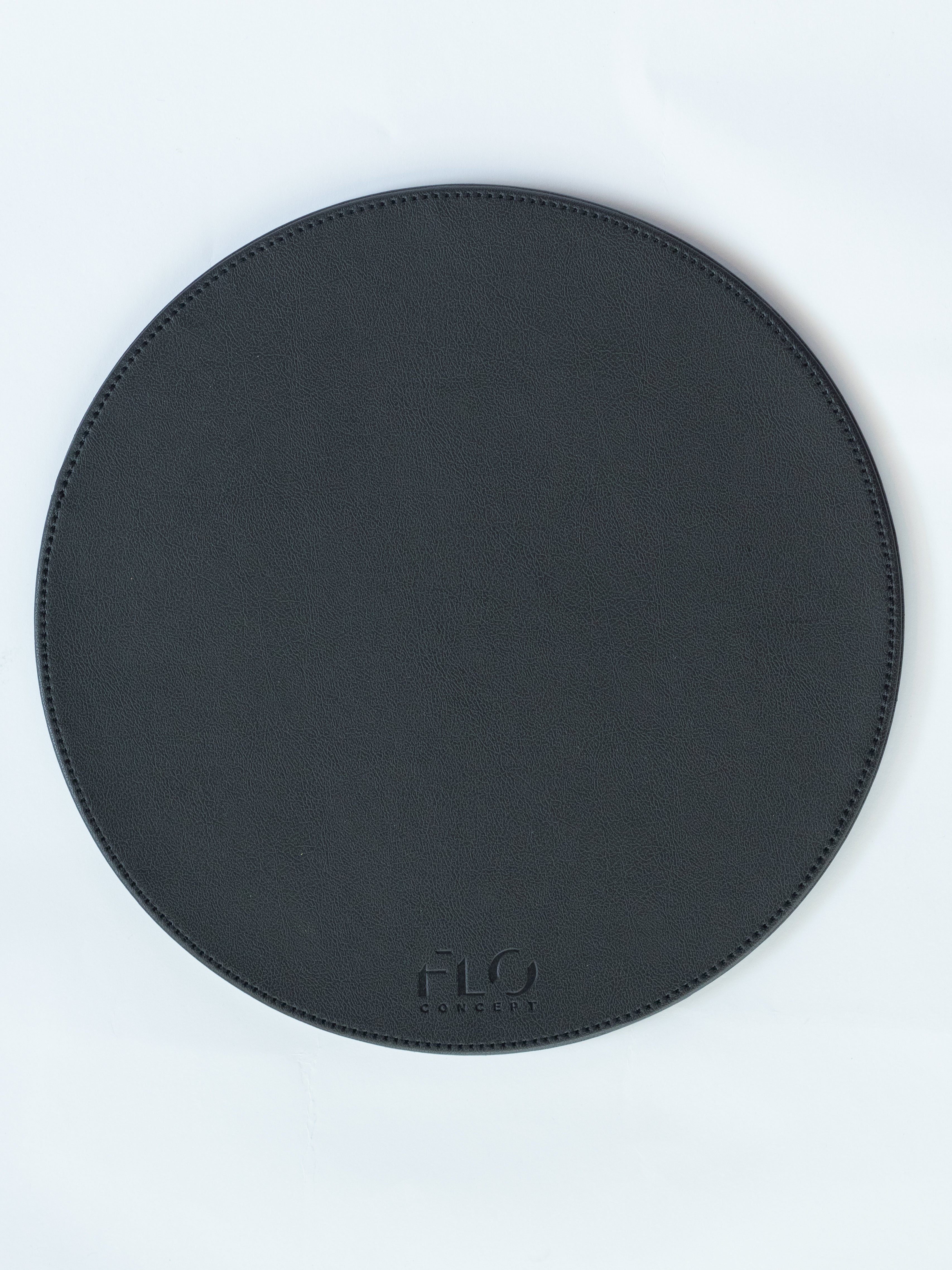 Black Round Leather Slab Tray