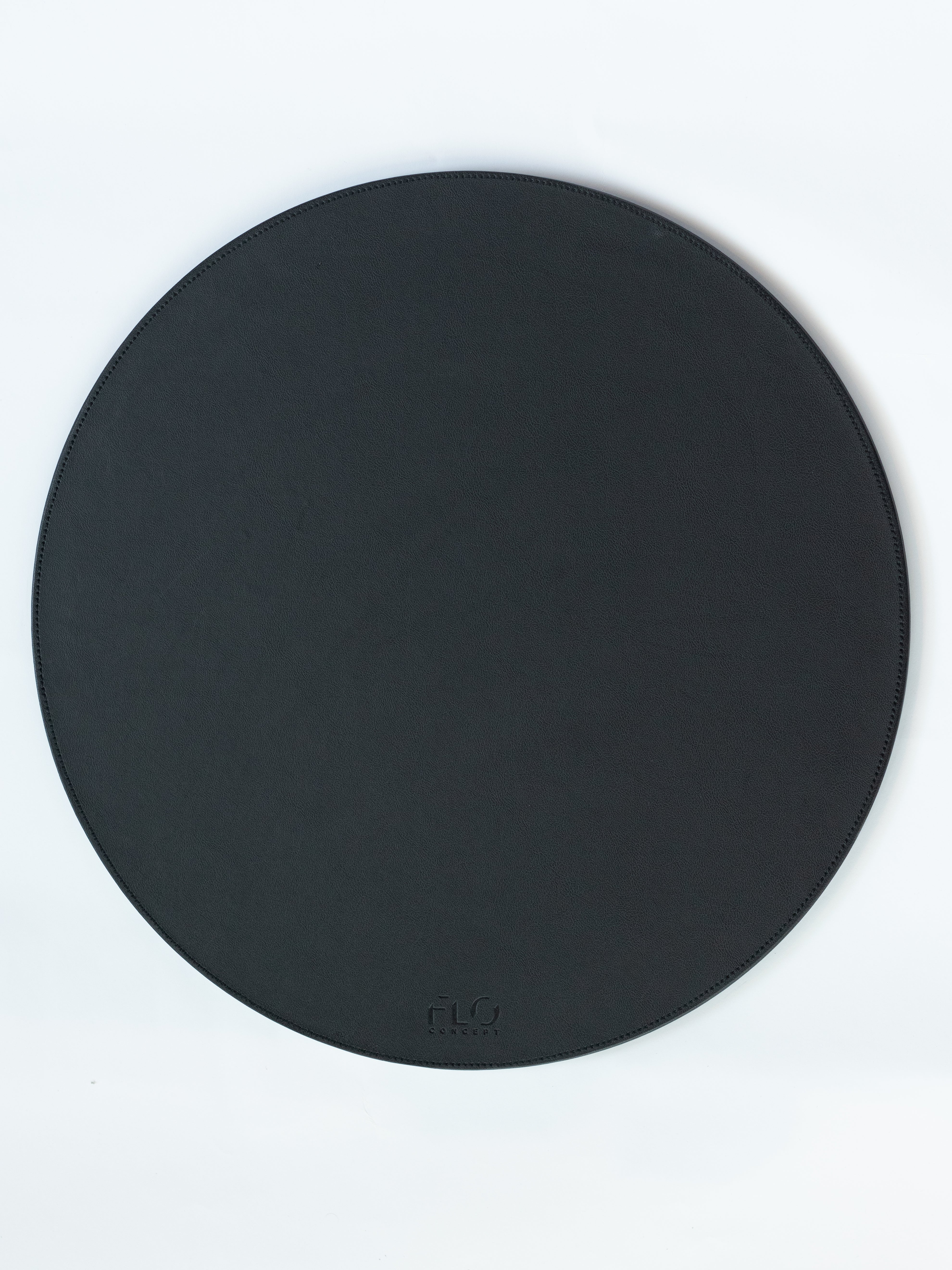 Black Round Leather Slab Tray