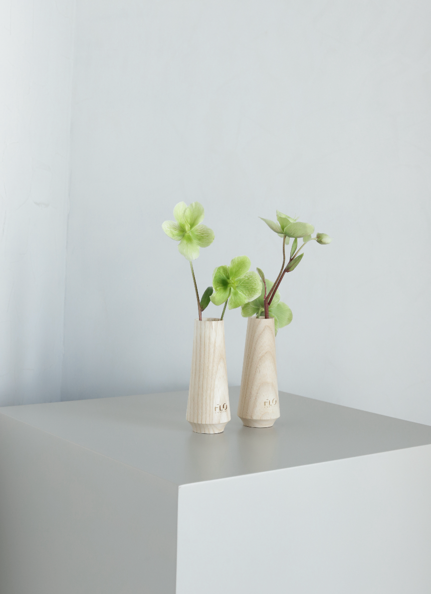 Wooden Small Vase w/  Helleborus