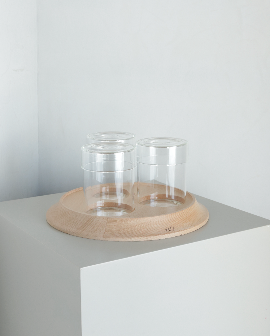 Wooden Tray With Jars