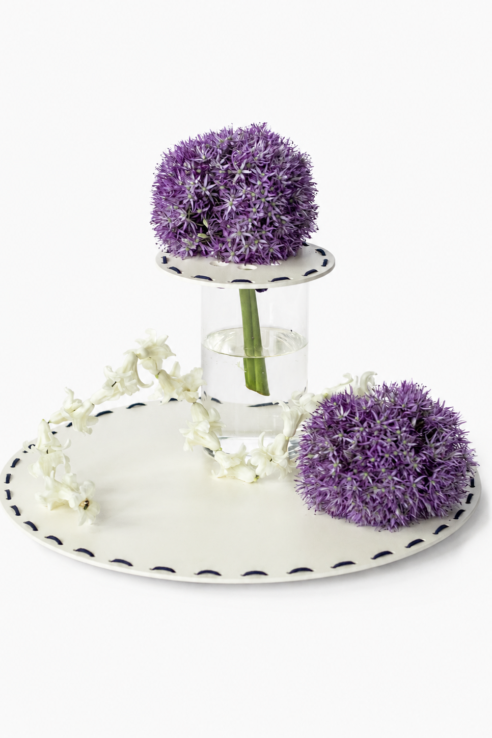 Stitched Tray w/ Vases & Allium